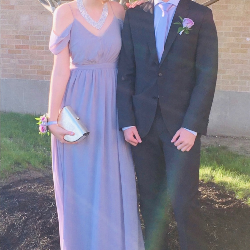 Lulu’s Lavender Cold Shoulder Prom Dress